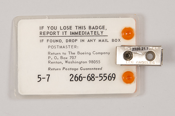 Image of Employee badge for Ishaque Safi Mehdi, an engineer at Boeing from 1962-2010