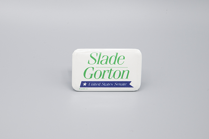 Image of Slade Gorton for United States Senate pin, ca. 1990s