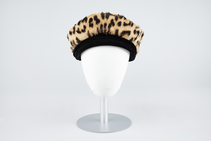 Image of Leopard fur hat made by Farol Hyldahl, ca. 1960s