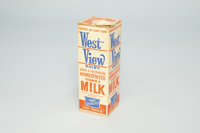 Image of Milk carton for West View Dairy, ca. 1957