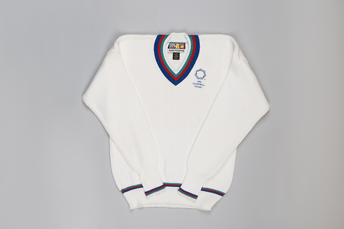 Image of White Goodwill Games tennis sweater, 1990