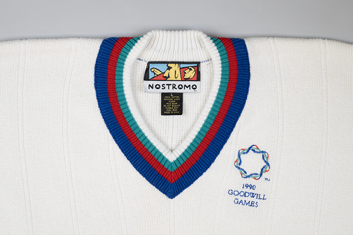 Image of White Goodwill Games tennis sweater, 1990