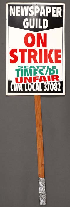 Image of Picket sign from Newspaper Guild strike, 2000