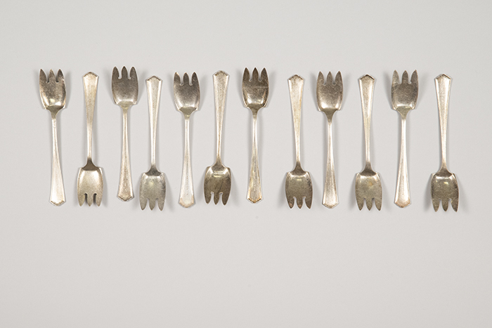 Image of Set of 12 ice cream forks from Frederick & Nelson Department Store, 1917
