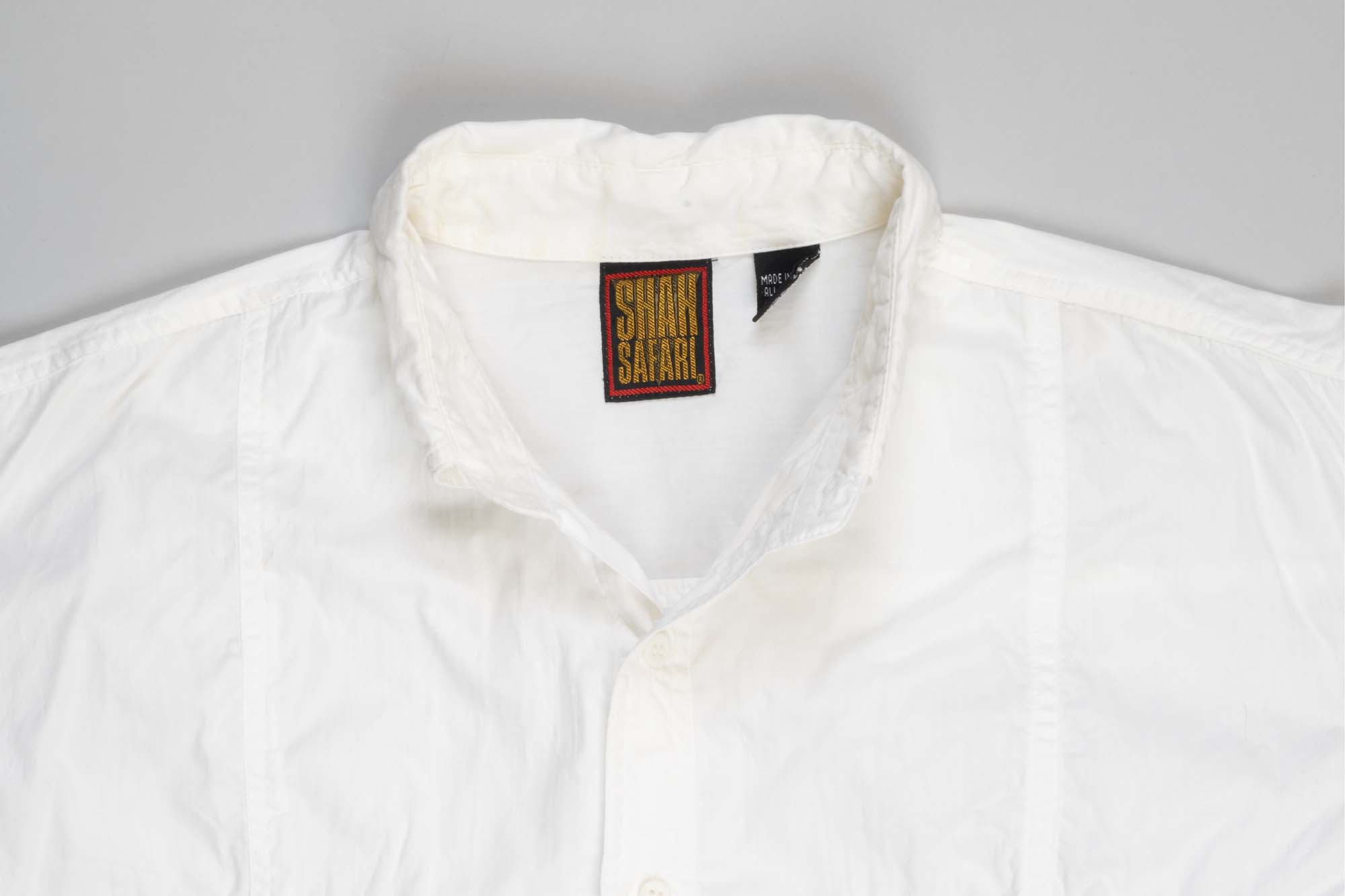 Image of White Shah Safari shirt from the Goodwill Games, 1990