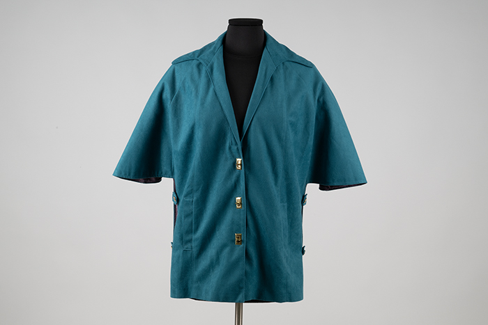 Image of Teal suede-like jacket from Marjone, 1970s