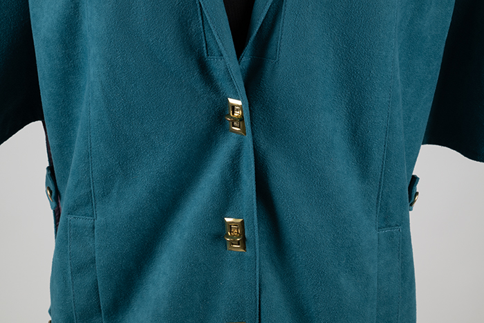 Image of Teal suede-like jacket from Marjone, 1970s