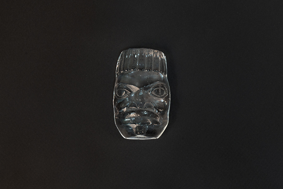 Image of Clear glass paperweight made by artist Preston Singletary, 2012