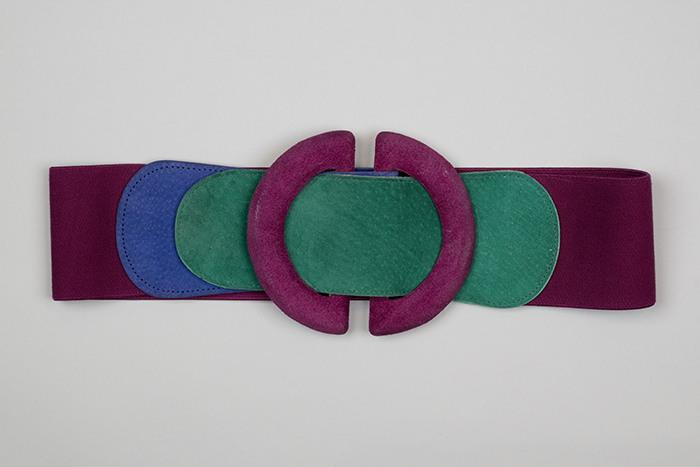 Image of Wide, colorful suede belt, ca. 1992