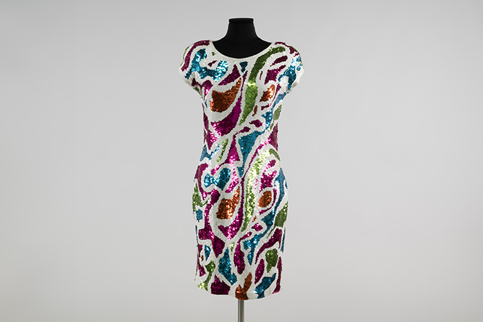 Multicolored sequin dress, 1991 Museum of History & Industry Multicolored sequin dress, 1991 Museum of History & Industry