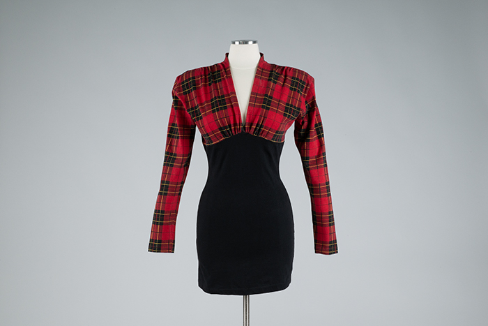 Image of Red plaid and black dress, 1991