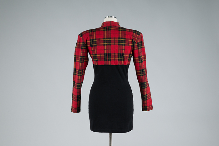 Image of Red plaid and black dress, 1991