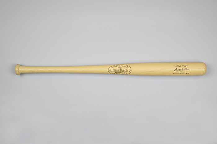 Image of Seattle Pilots Louisville Slugger Little League baseball bat with Don Mincher signature, 1969