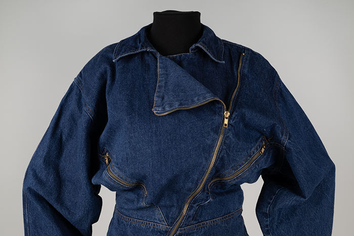 Image of Short denim dress with zippers, 1980s