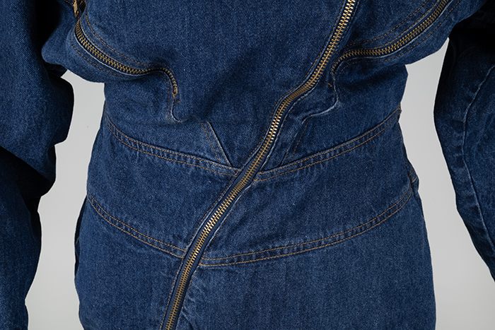 Image of Short denim dress with zippers, 1980s