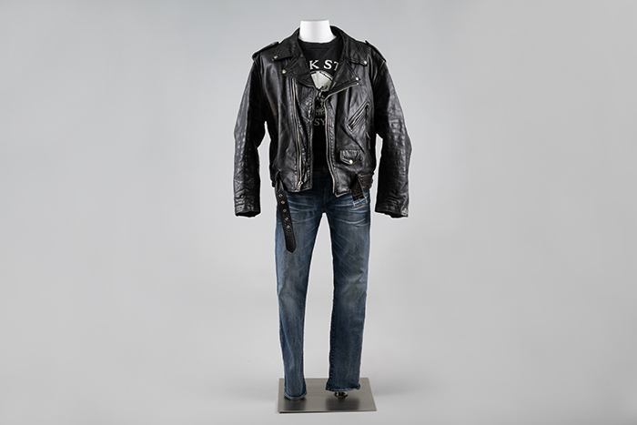 Image of Leather jacket and jeans worn for 