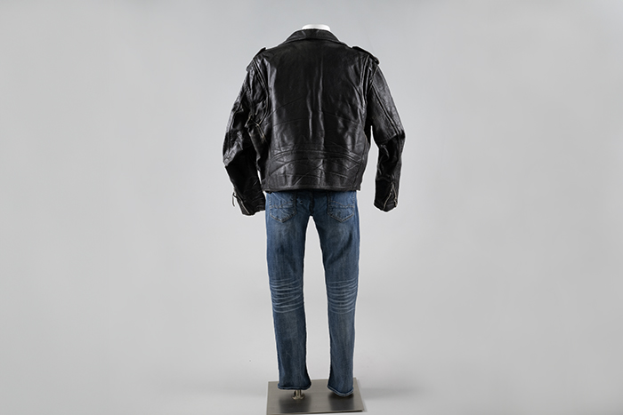 Image of Leather jacket and jeans worn for 