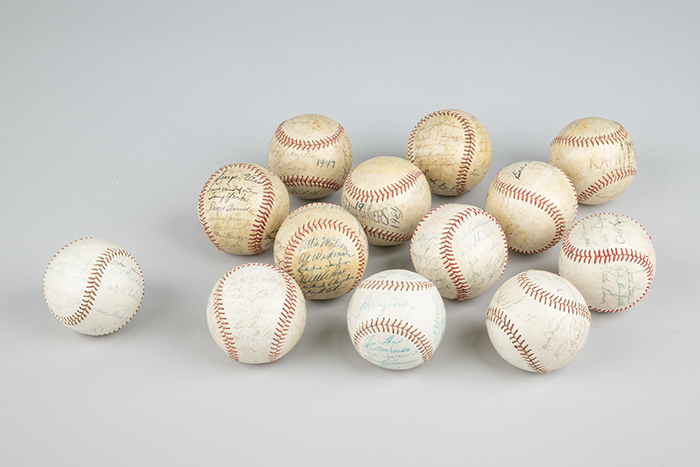 Image of Collection of autographed Seattle Rainiers baseballs, 1947-1964