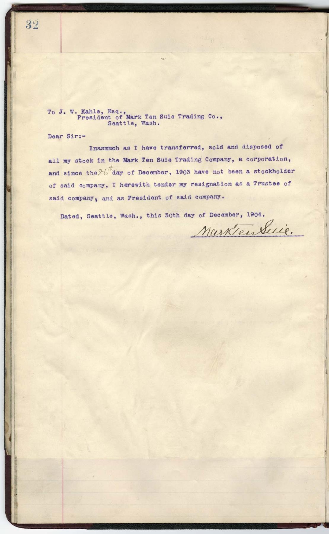 Image of Mark Ten Suie Trading Company ledger, 1899 - 1906