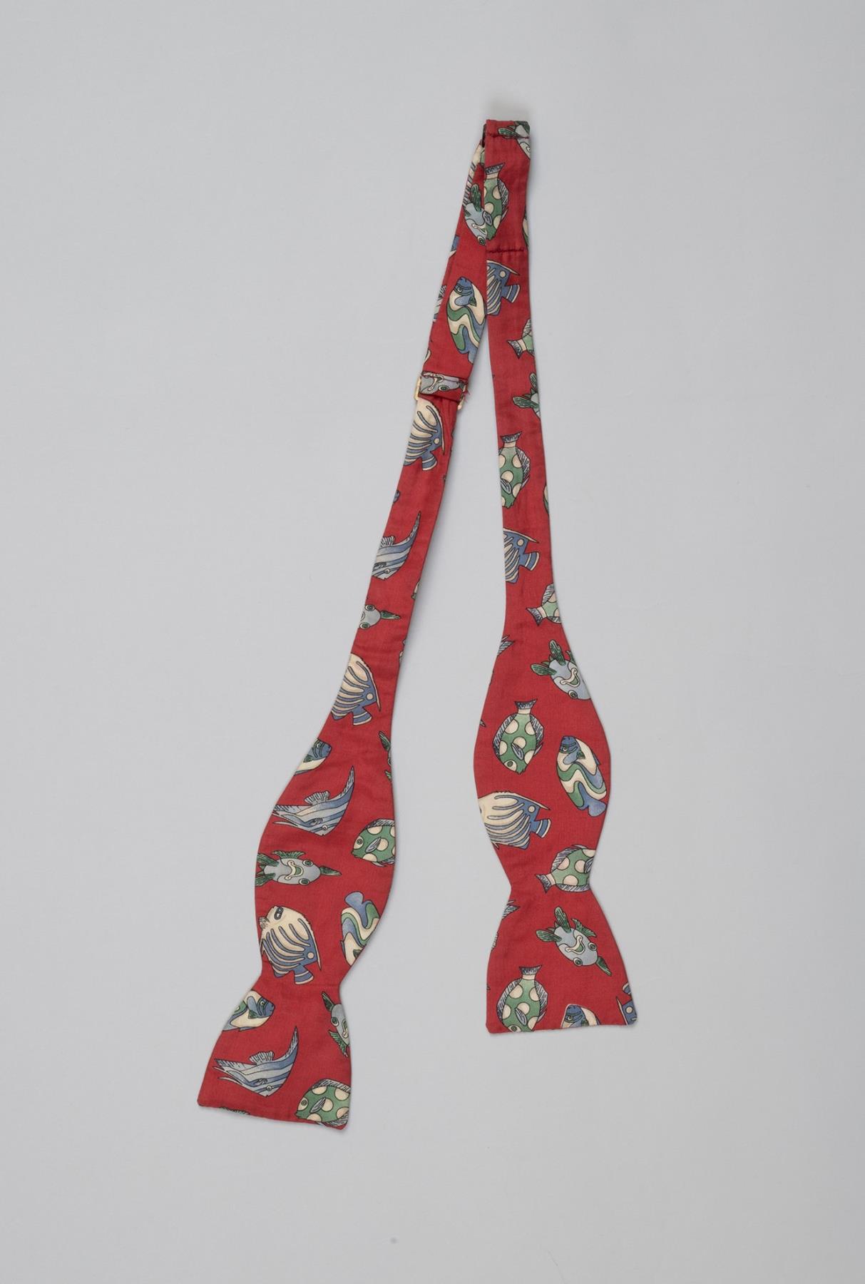 Image of Bow tie with fish print worn on the Bill Nye The Science Guy tv show, 1990s