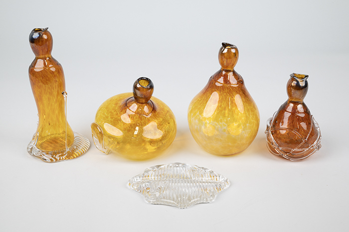 Image of Five (5) glass items made by Bill Nye and Dale Chihuly, 1990s