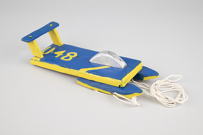 Image of Toy hydroplane for dragging behind a car in the Seafair torchlight parade, 1997