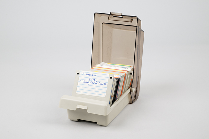 Image of Floppy diskettes (3.5 in) from Almost Live! and Bill Nye the Science Guy tv shows, 1990s