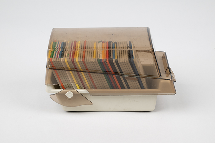 Image of Floppy diskettes (3.5 in) from Almost Live! and Bill Nye the Science Guy tv shows, 1990s