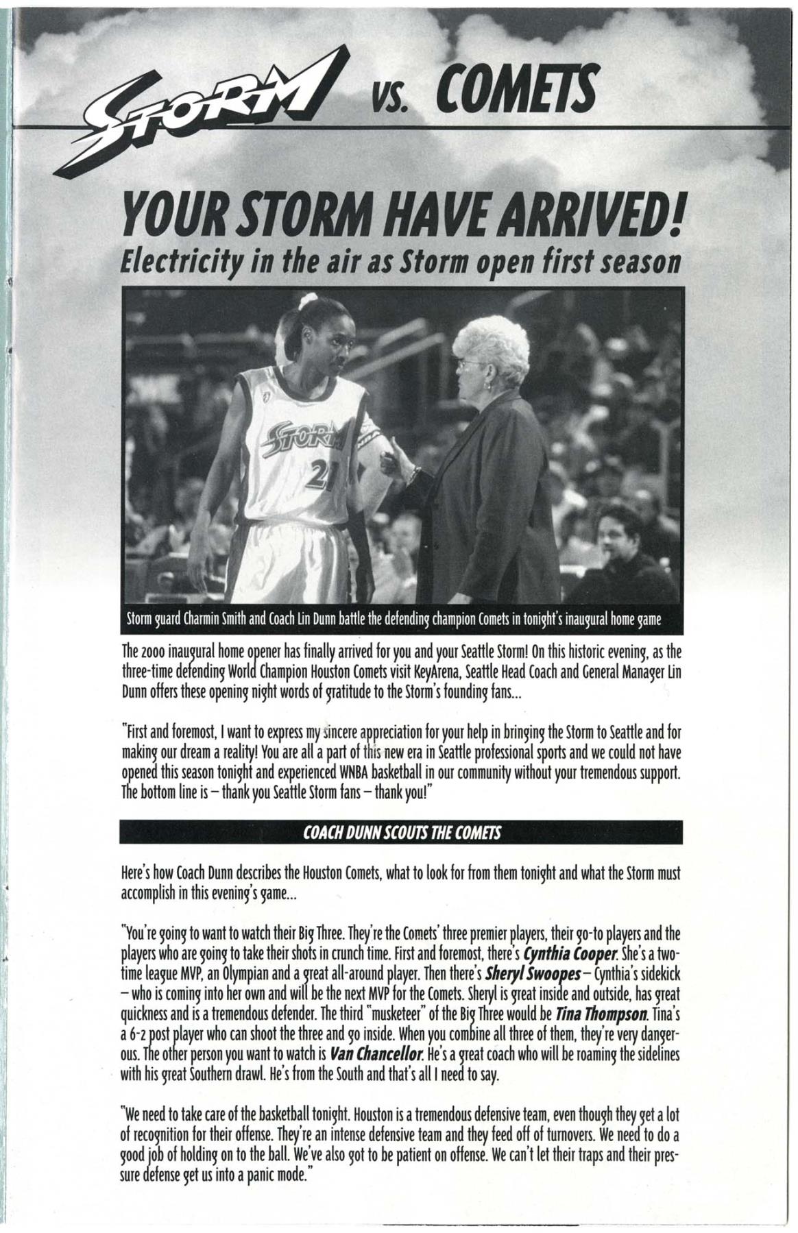 Image of Seattle Storm Inaugural Game program, June 1, 2000