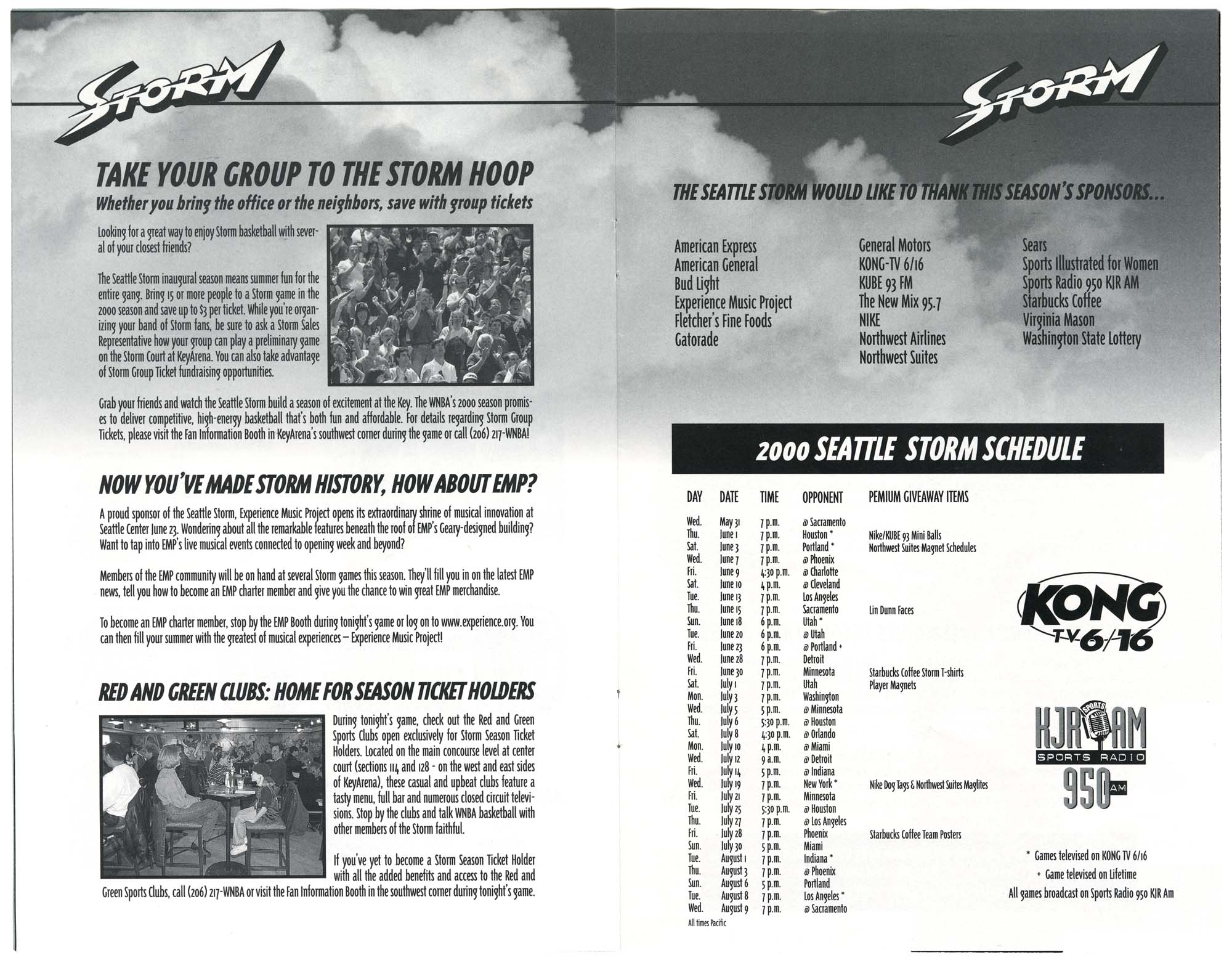 Image of Seattle Storm Inaugural Game program, June 1, 2000