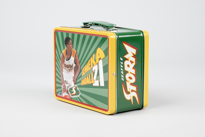 Image of Seattle Storm lunchbox with Semeka Randall-Lay #21 and Lauren Jackson #15, 2001