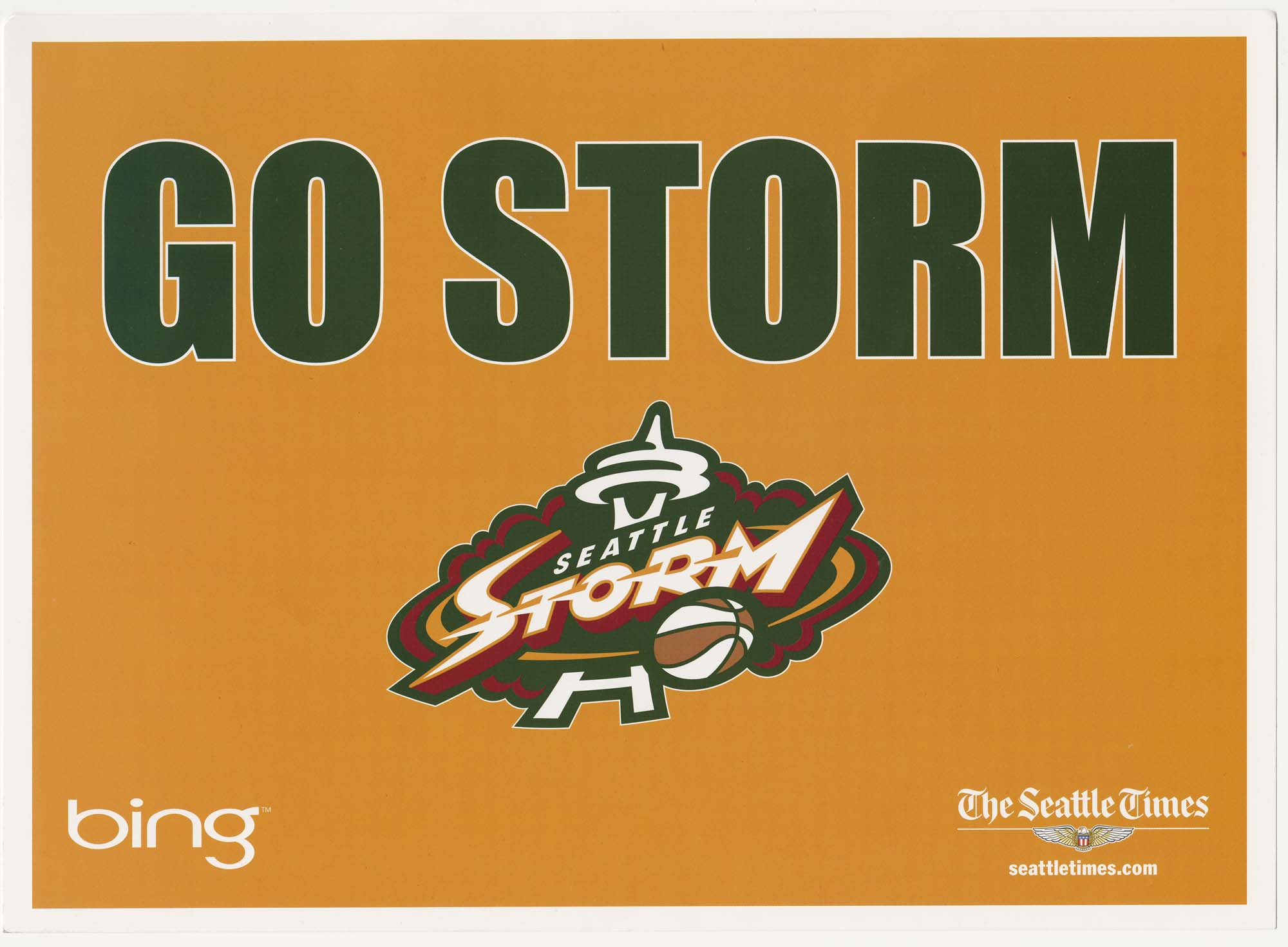 Image of Seattle Storm promotional card, 2010