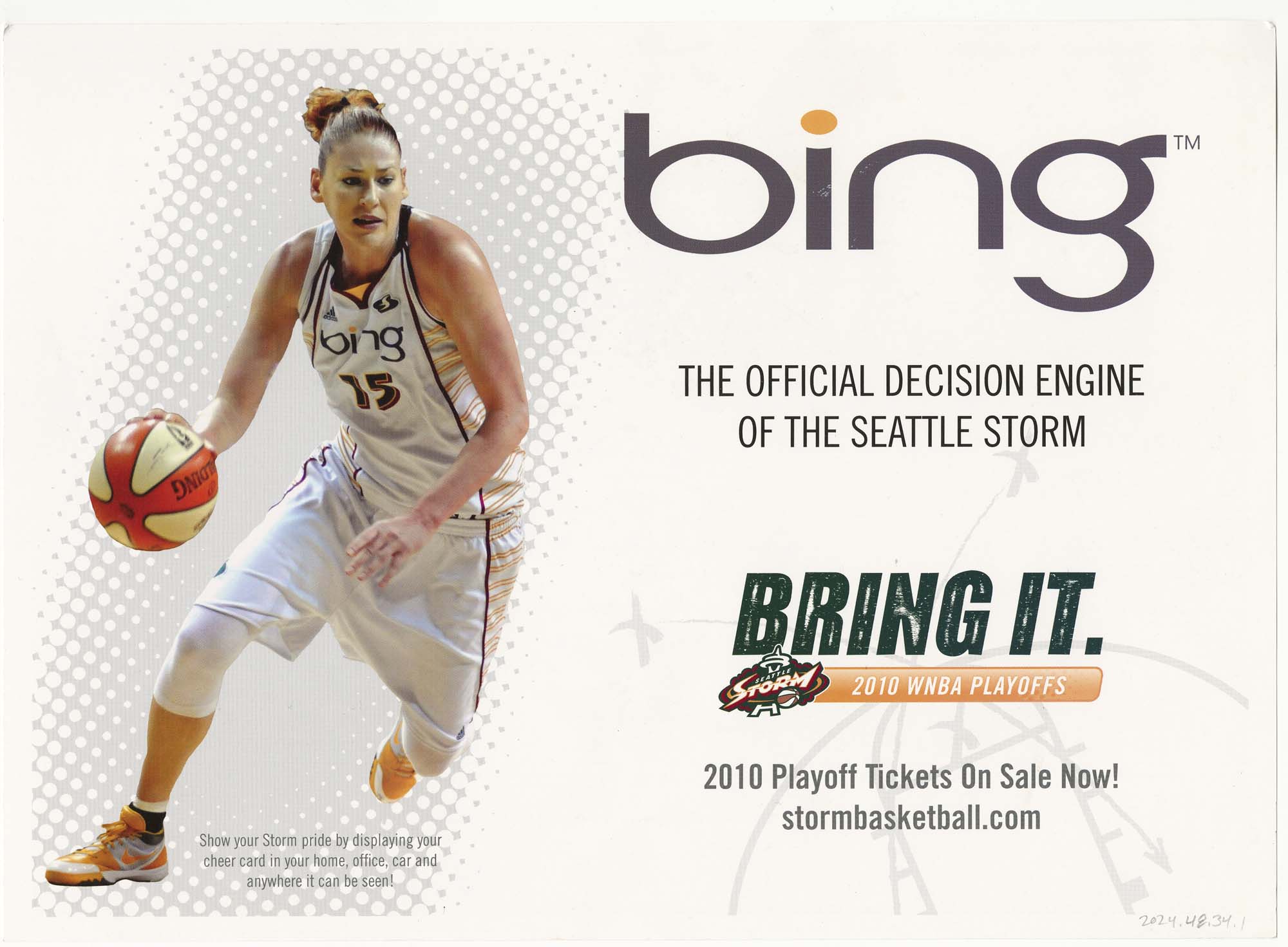 Image of Seattle Storm promotional card, 2010