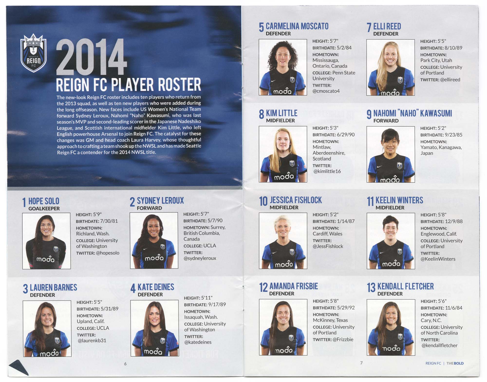 Image of Seattle Reign official matchday program, May 25, 2014