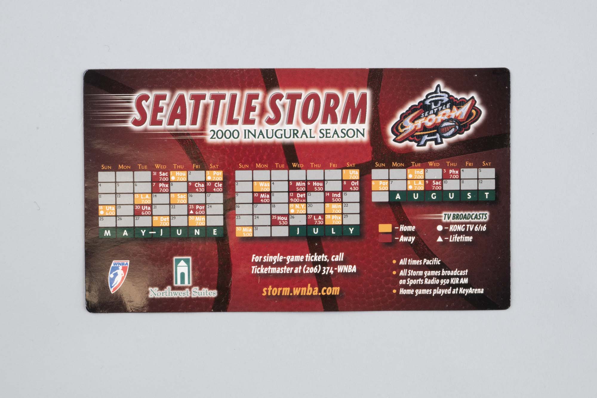 Image of Seattle Storm refrigerator magnet with 2000 season schedule