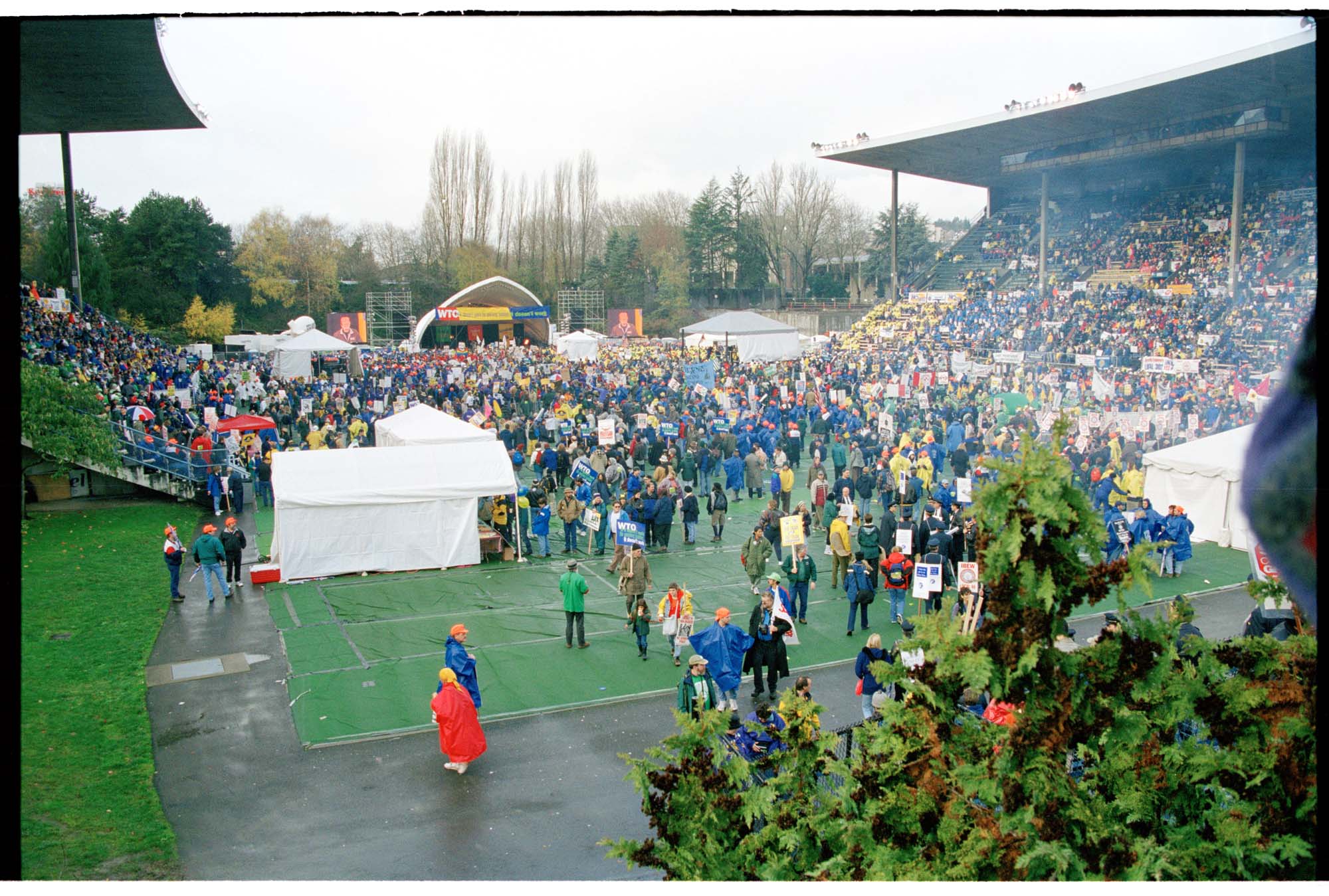 Image of Labor union rally at Memorial Stadium, Seattle, November 30, 1999