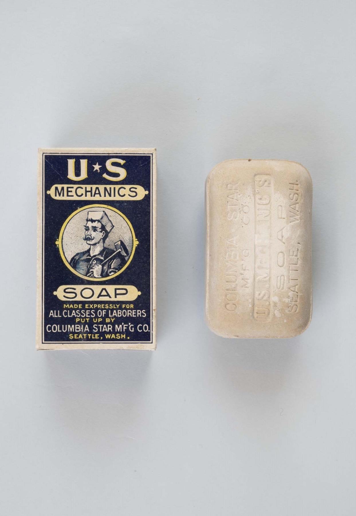 Image of Bar of US Mechanics Soap, made by Columbia Star Mfg Co., Seattle, ca. 1905