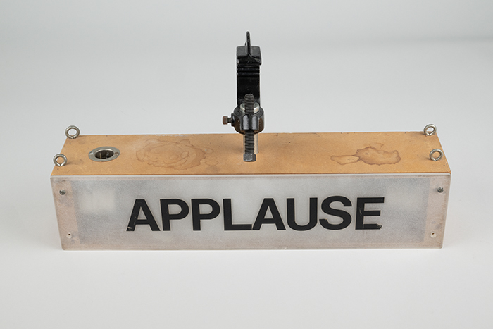 Image of Applause sign from Studio B where Almost Live! was taped, ca. 1990
