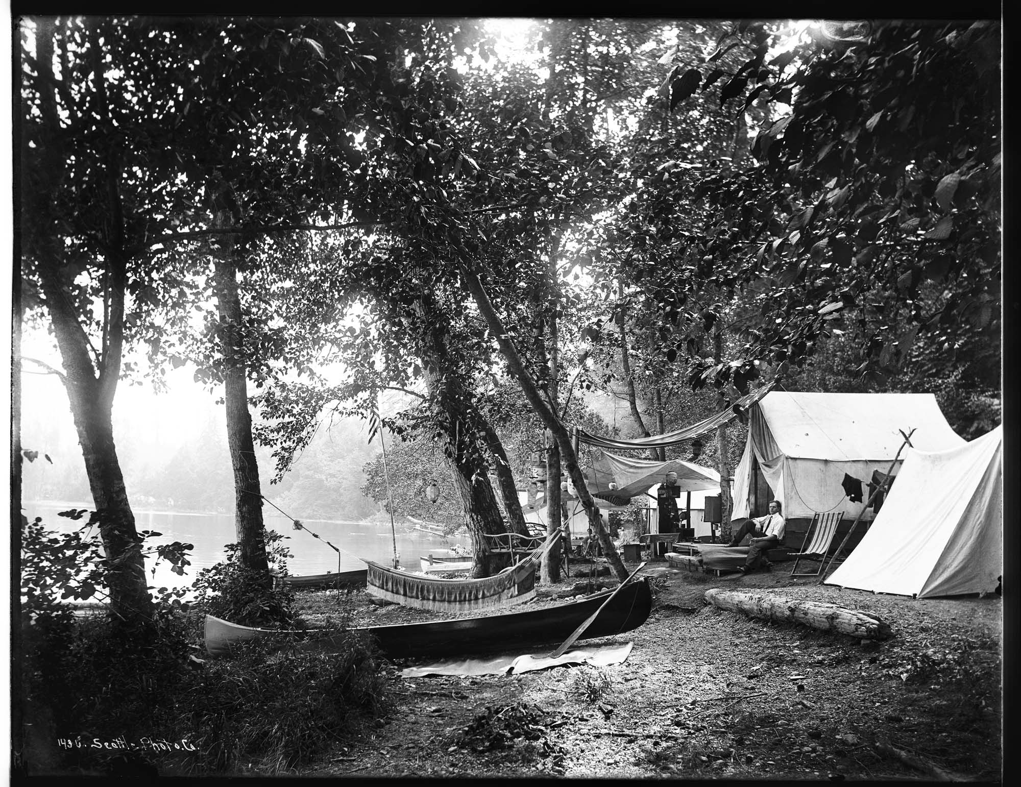 Image of Campers at Lake Washington, 1900