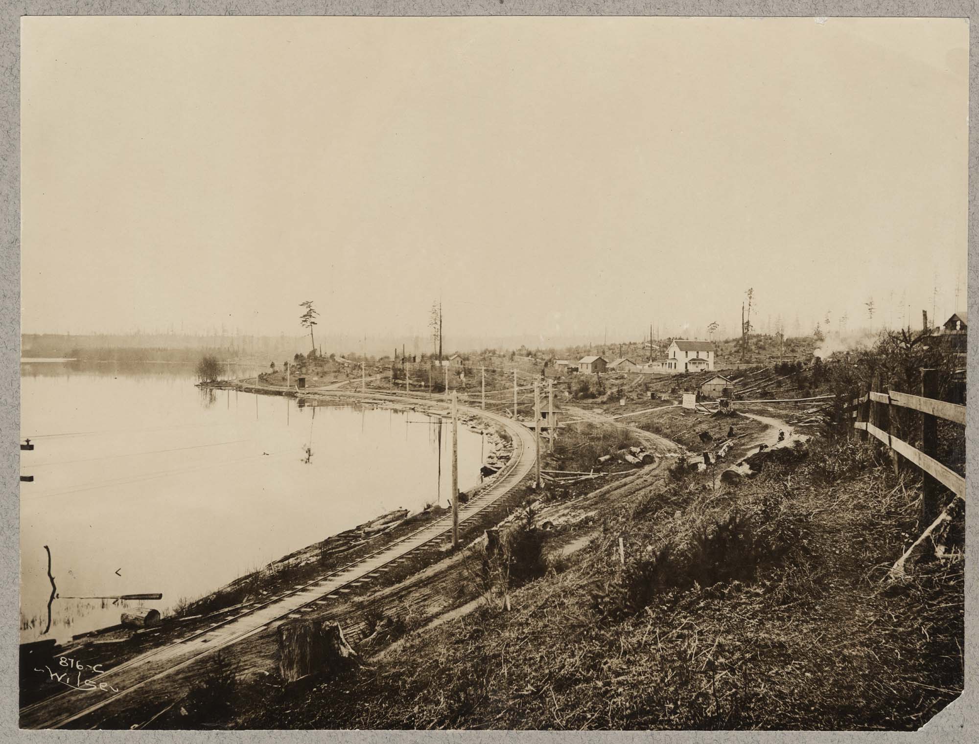 Image of Green Lake Electric Railway tracks along Green Lake, circa 1897