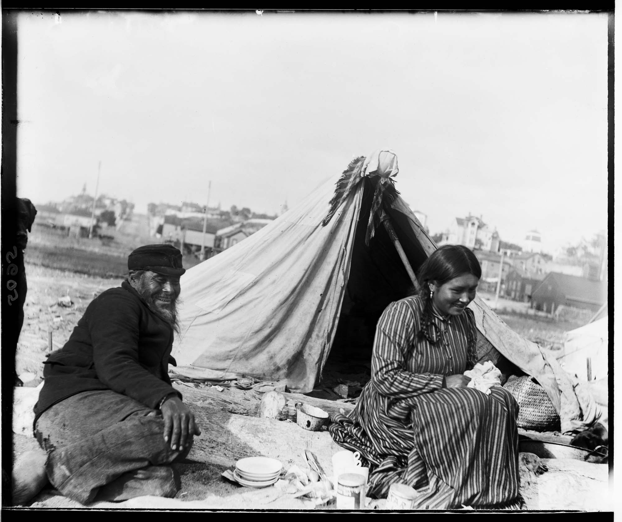 Image of Two Makah people at Port Townsend, September 2, 1899