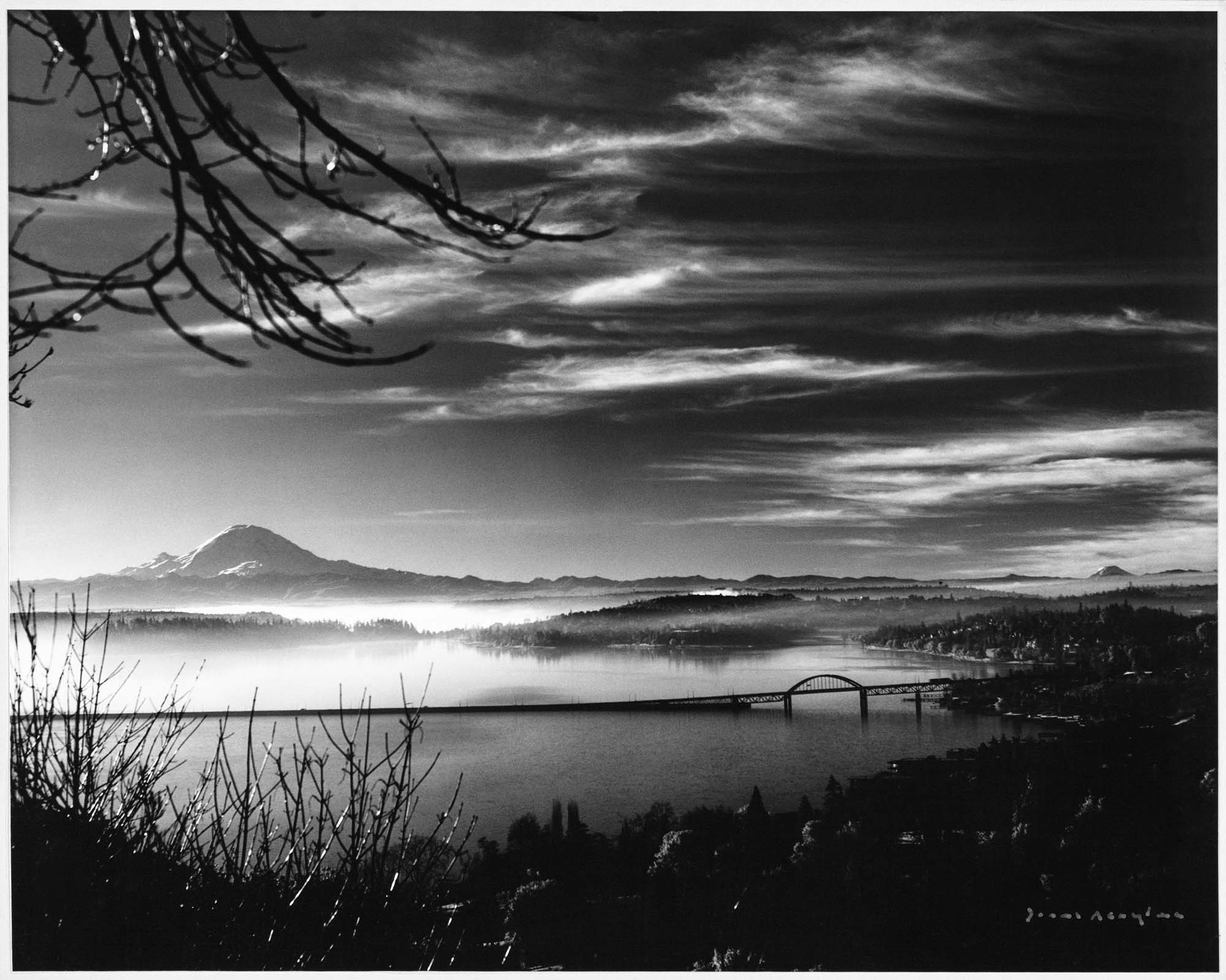 Image of Mount Rainier and Lake Washington from Madrona neighborhood, Seattle, 1960