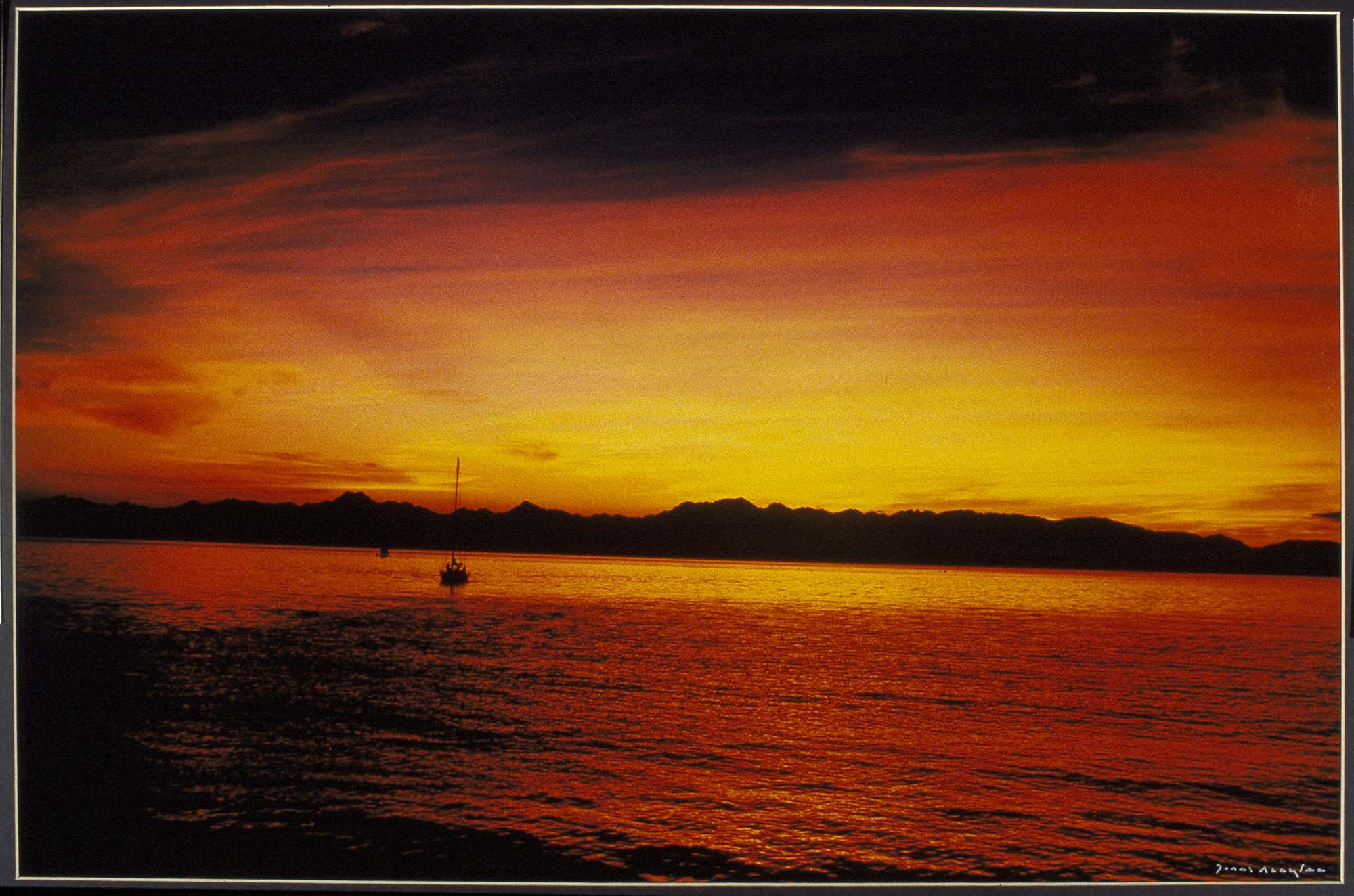 Image of Puget Sound at sunset, Seattle, 1967