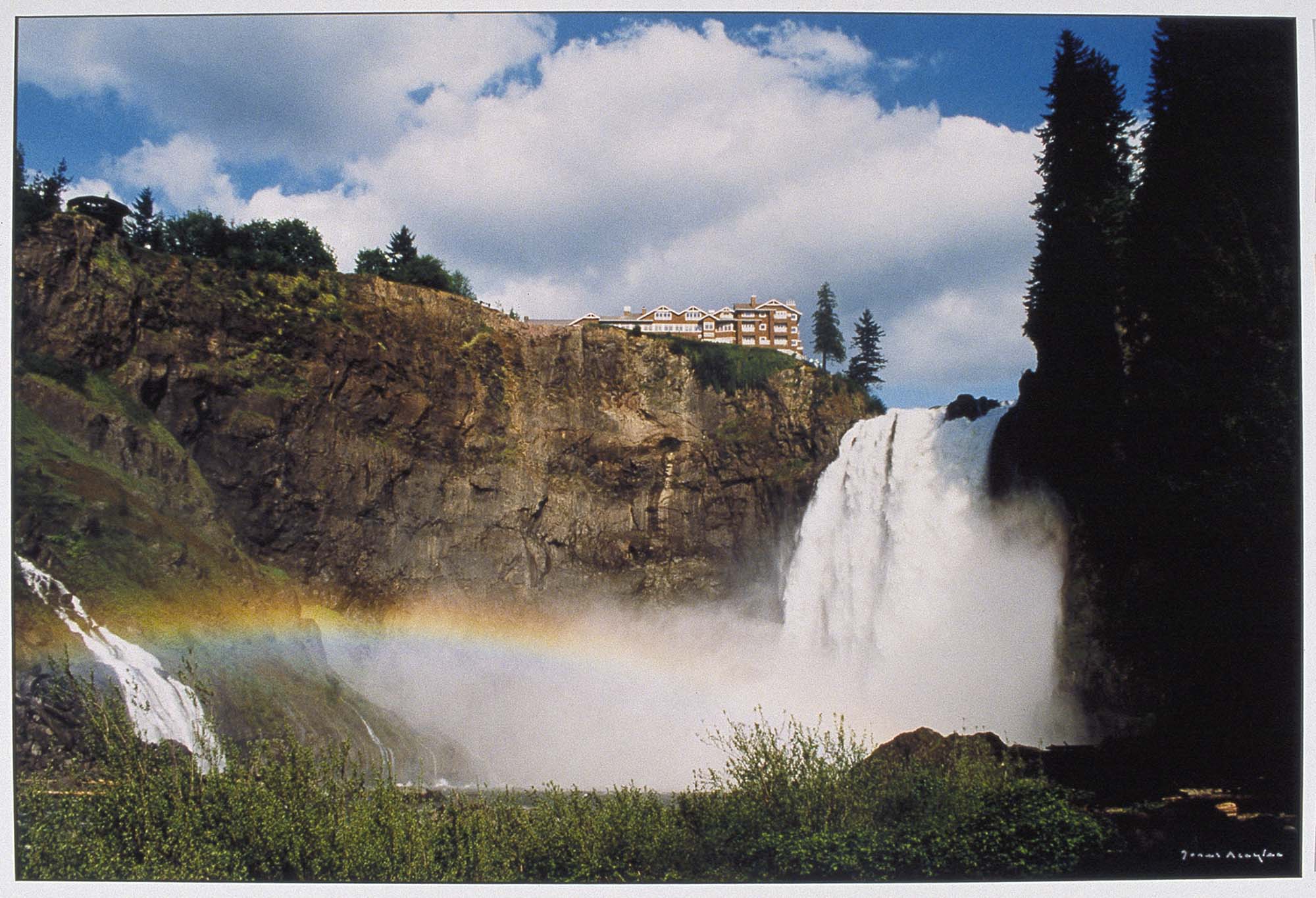 Image of Rainbow in mist at Snoqualmie Falls, near Snoqualmie, 1985