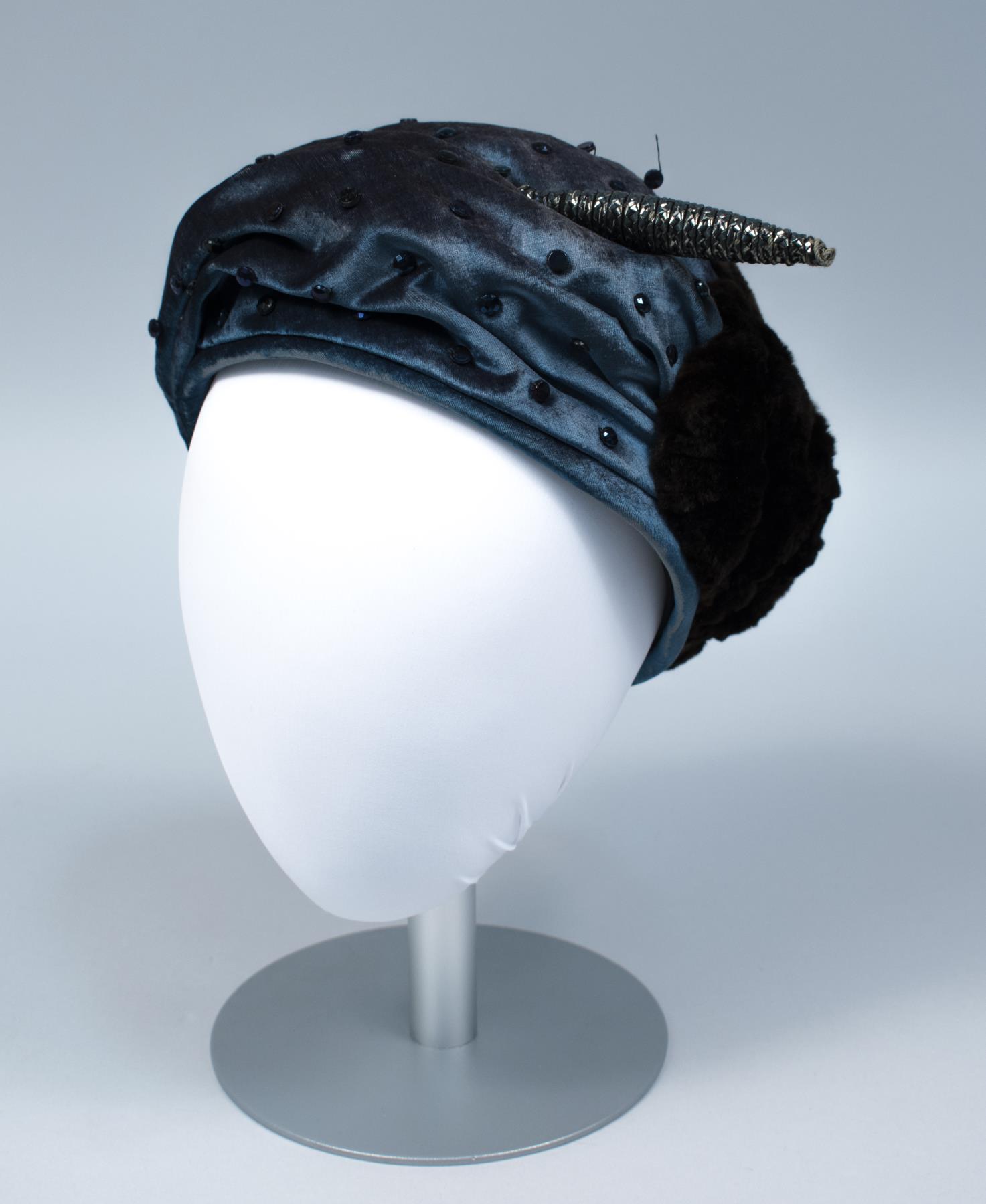 Image of Brown mole fur hat, 1909