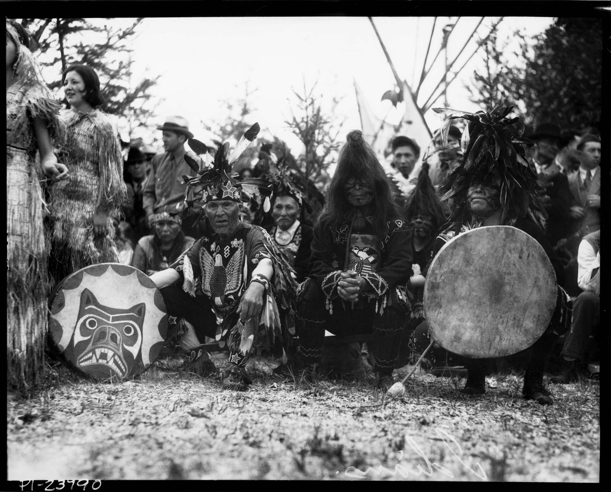 Image of Indigenous group in ceremonial dress, Seattle, 1931