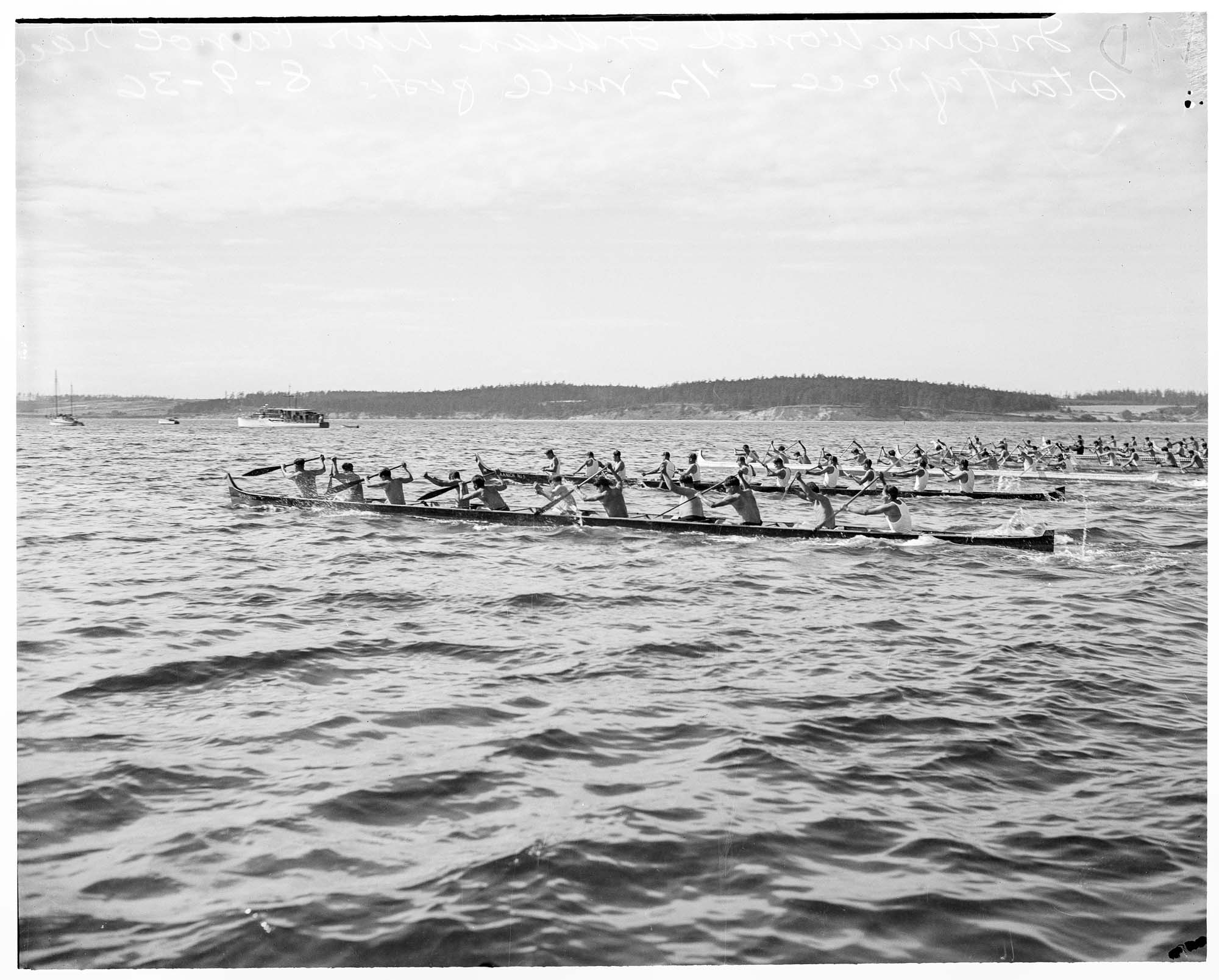 Image of Canoe race at Coupeville festival, August 9, 1936