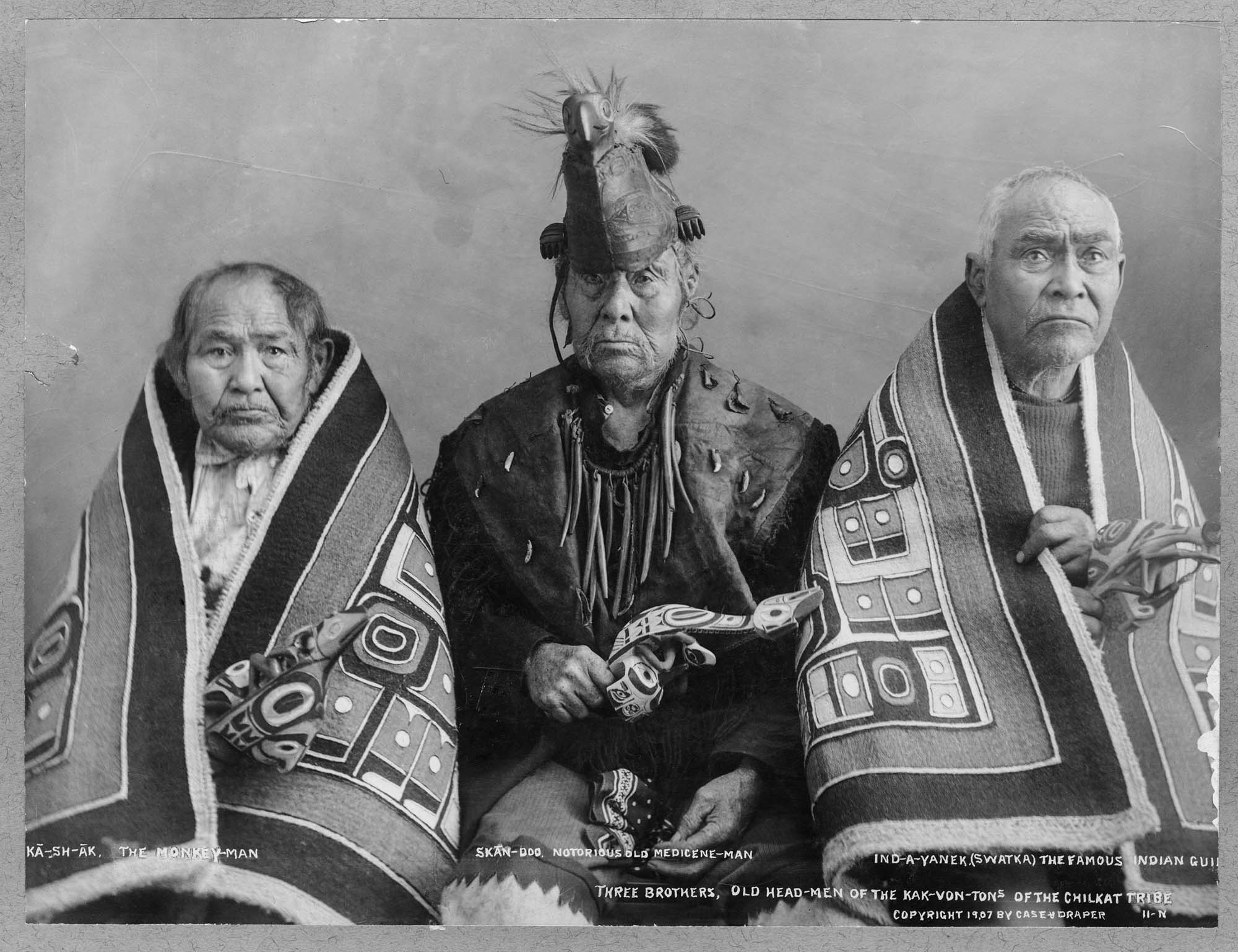 Image of Three brothers, headmen of the Chilkat, Alaska, 1907