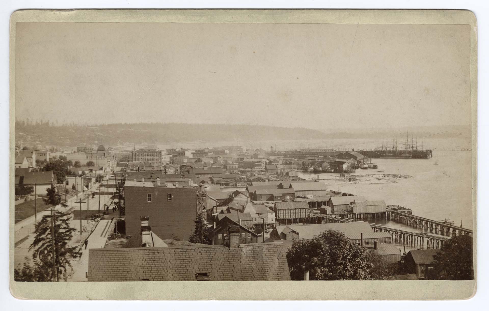 Image of Waterfront and downtown, Seattle, circa 1887