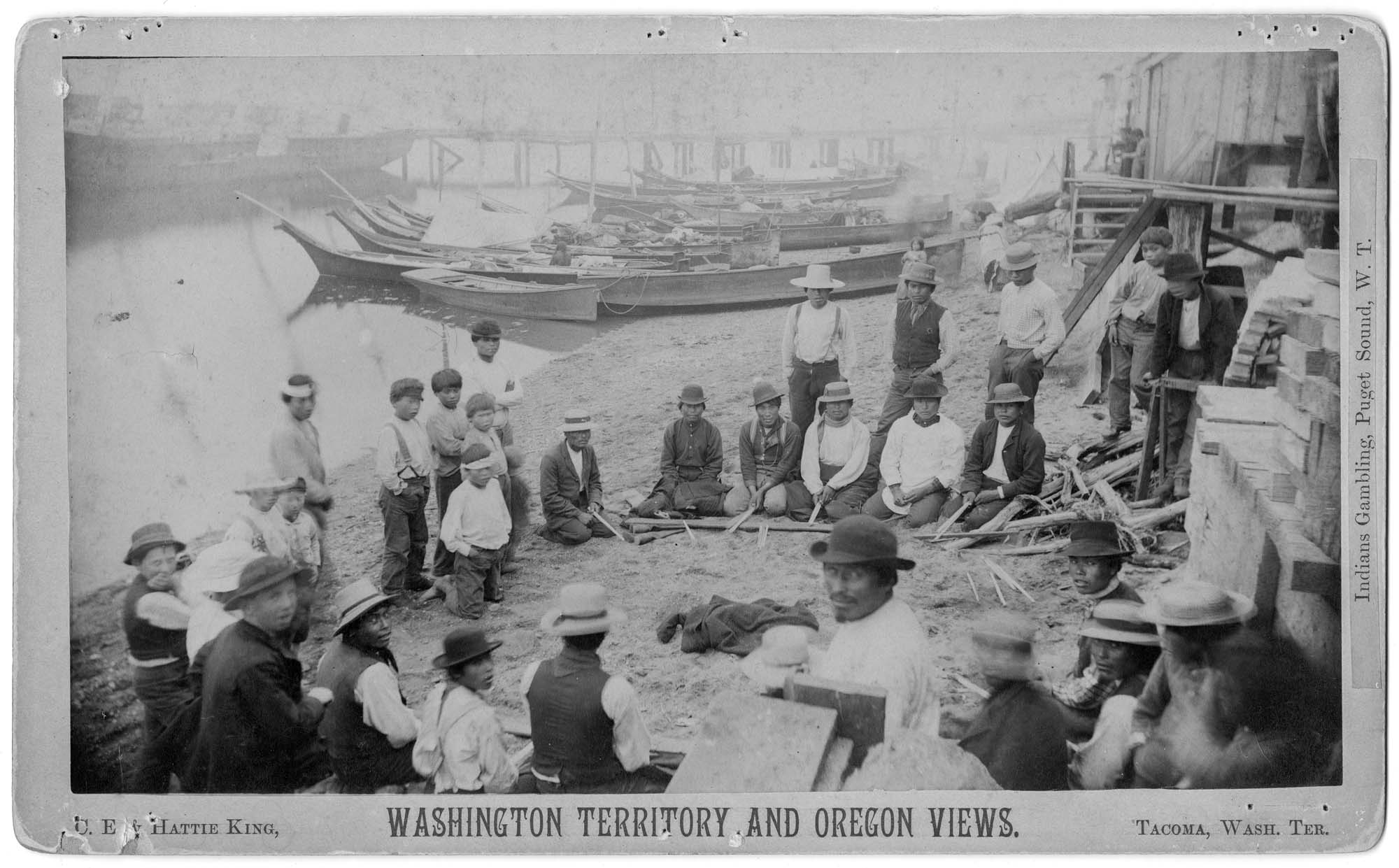 Image of Game of slahal on a Puget Sound beach, circa 1884